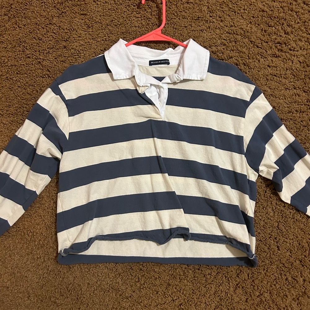 over sized brandy melville striped cropped long sleeve